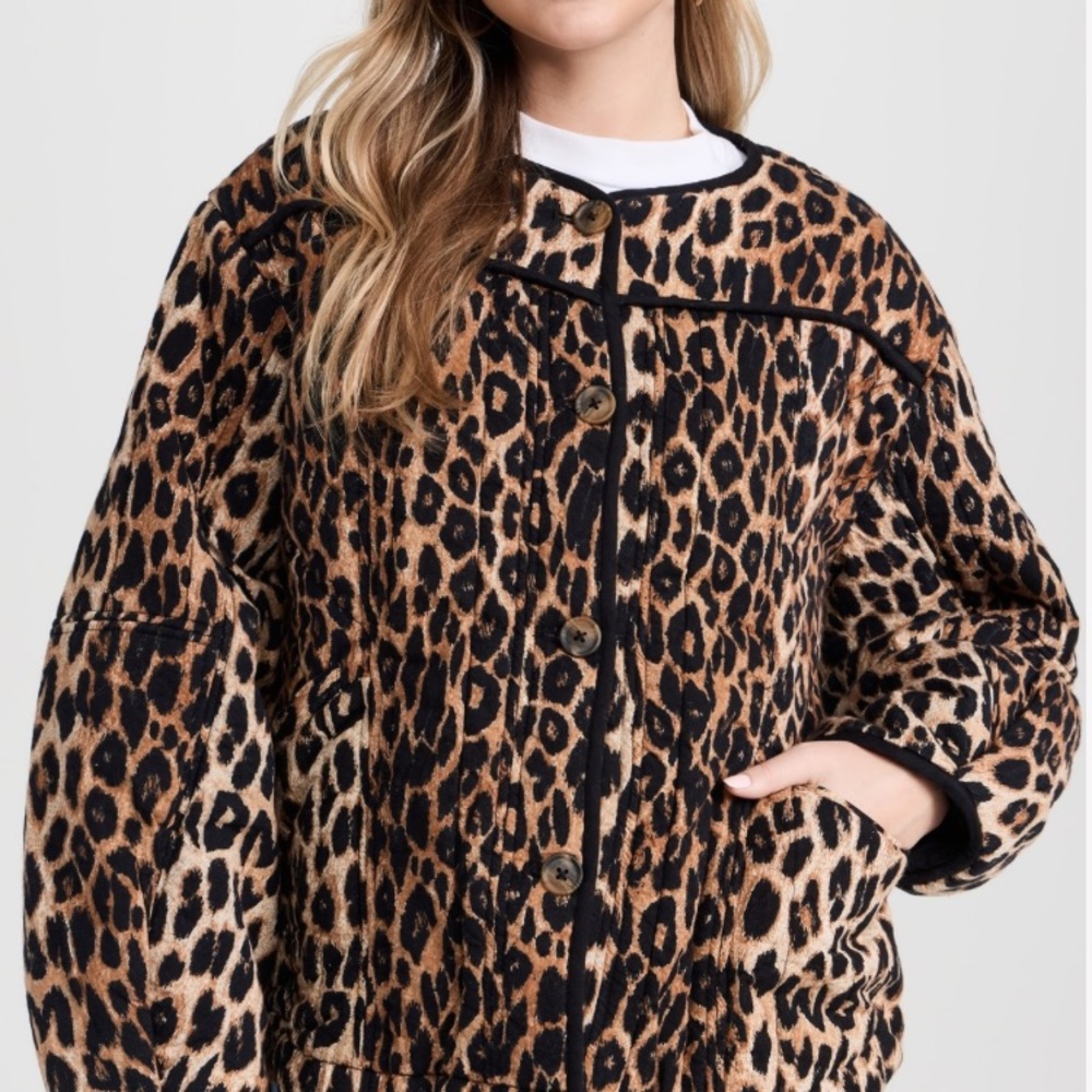 Leopard print lined organic cotton Macy quilted jacket NWT, women’s US 6 / UK 10